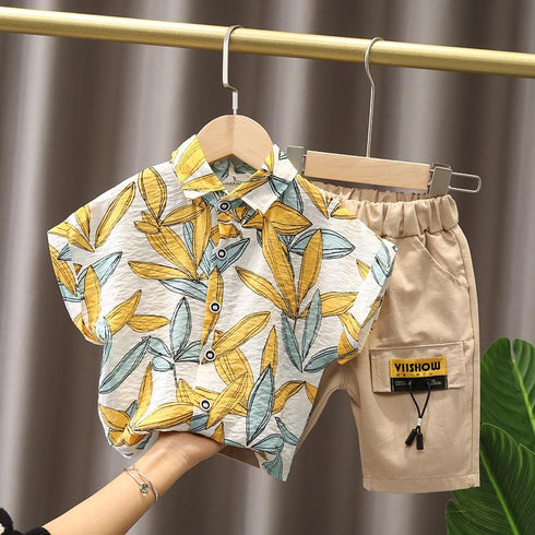 Summer Boys Short Sleeve Shirt Set